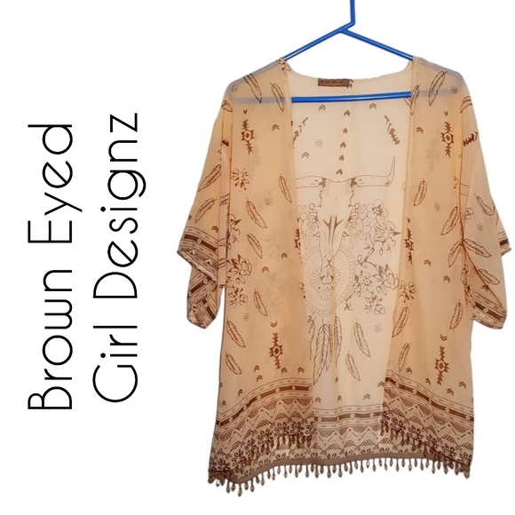 Brown Eyed Girl Designz sheer open front cardigan OS - Picture 1 of 12